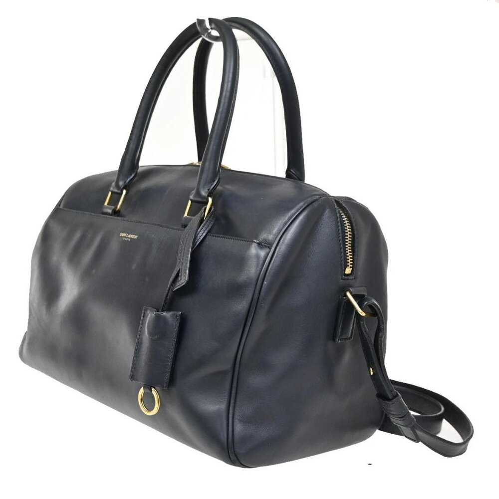 SAINT LAURENT Class Duffle 2way Shoulder Handbag Leather Blue GHW Italy 37ZA042 - Picture 2 of 16